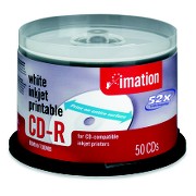 Imation 52x CD-R 700 MB/80 Min 50 Pack Spindle White Inkjet Printable